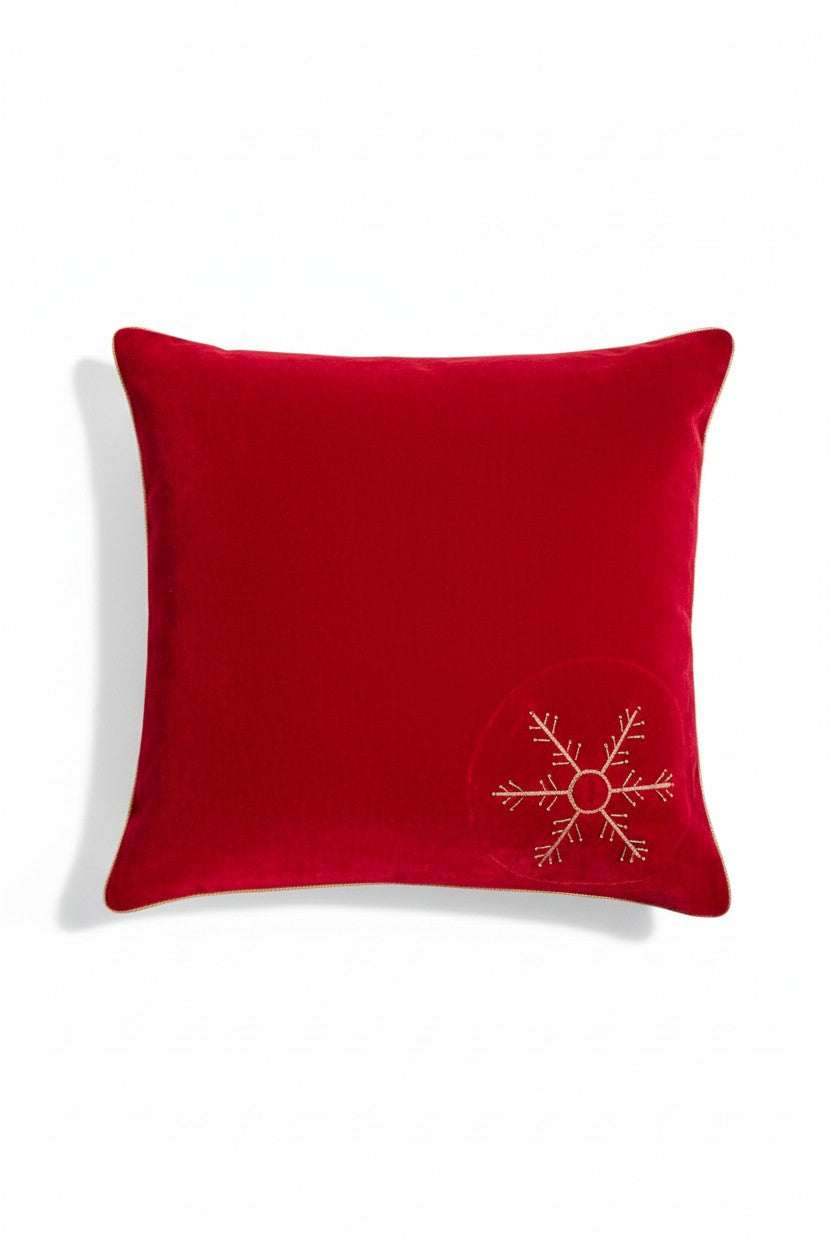 Snowflake Red Velvet Cushion Cover