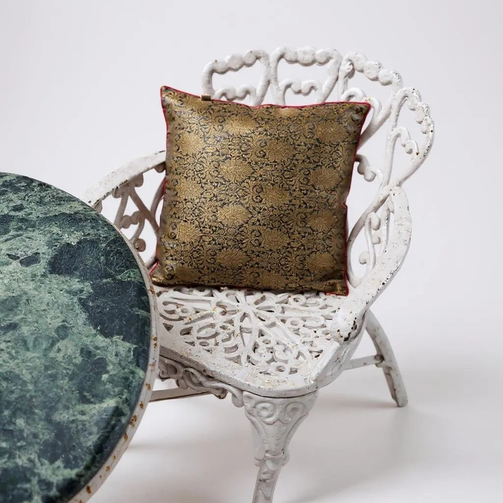 Grey Banarasi Brocade Cushion Cover