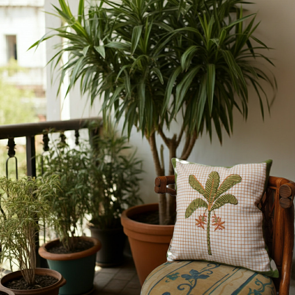 Banana Checkered Cushion Cover