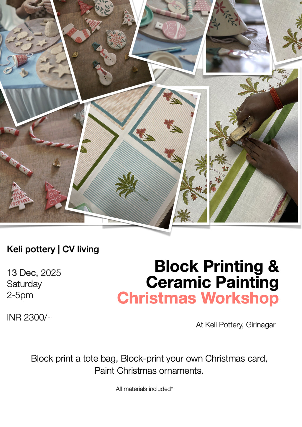 Hand block Printing + Ceramic Painting Workshop